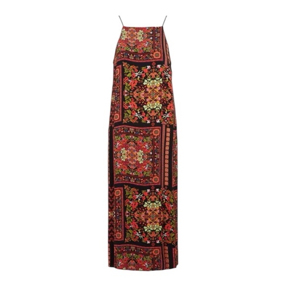 Topshop Patchwork Boho Print Spaghetti Strap Maxi Dress Side Slits - Picture 3 of 13